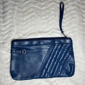 CLOSING SALE Vintage Leather Clutch - Navy Blue